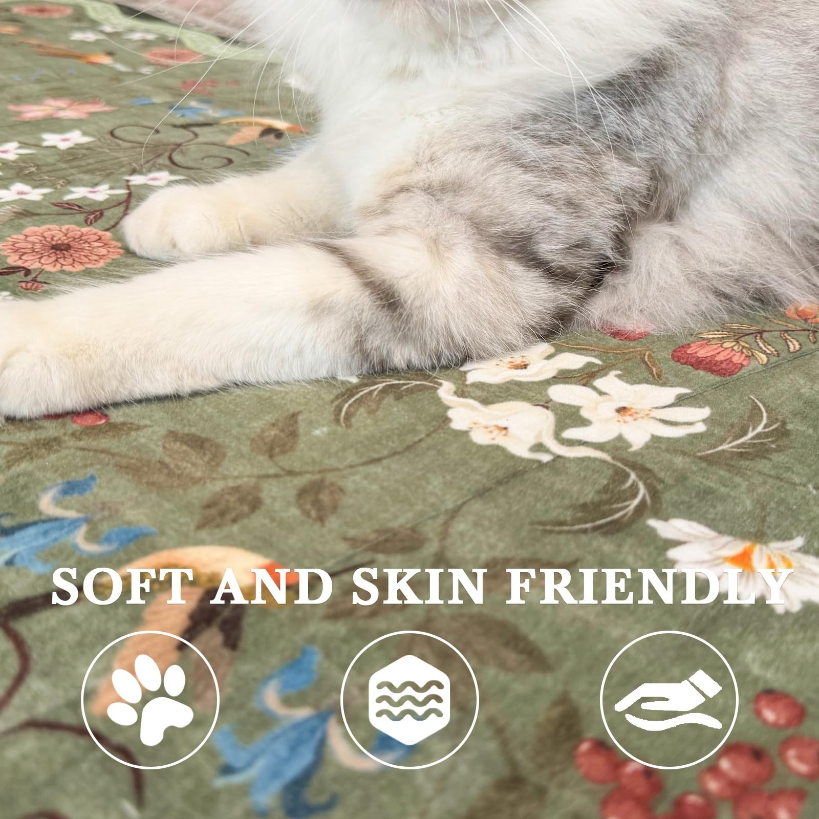 Round Rug 6ft Floral Entryway Soft Washable Kitchen Rug Oriental Non Slip Mat...