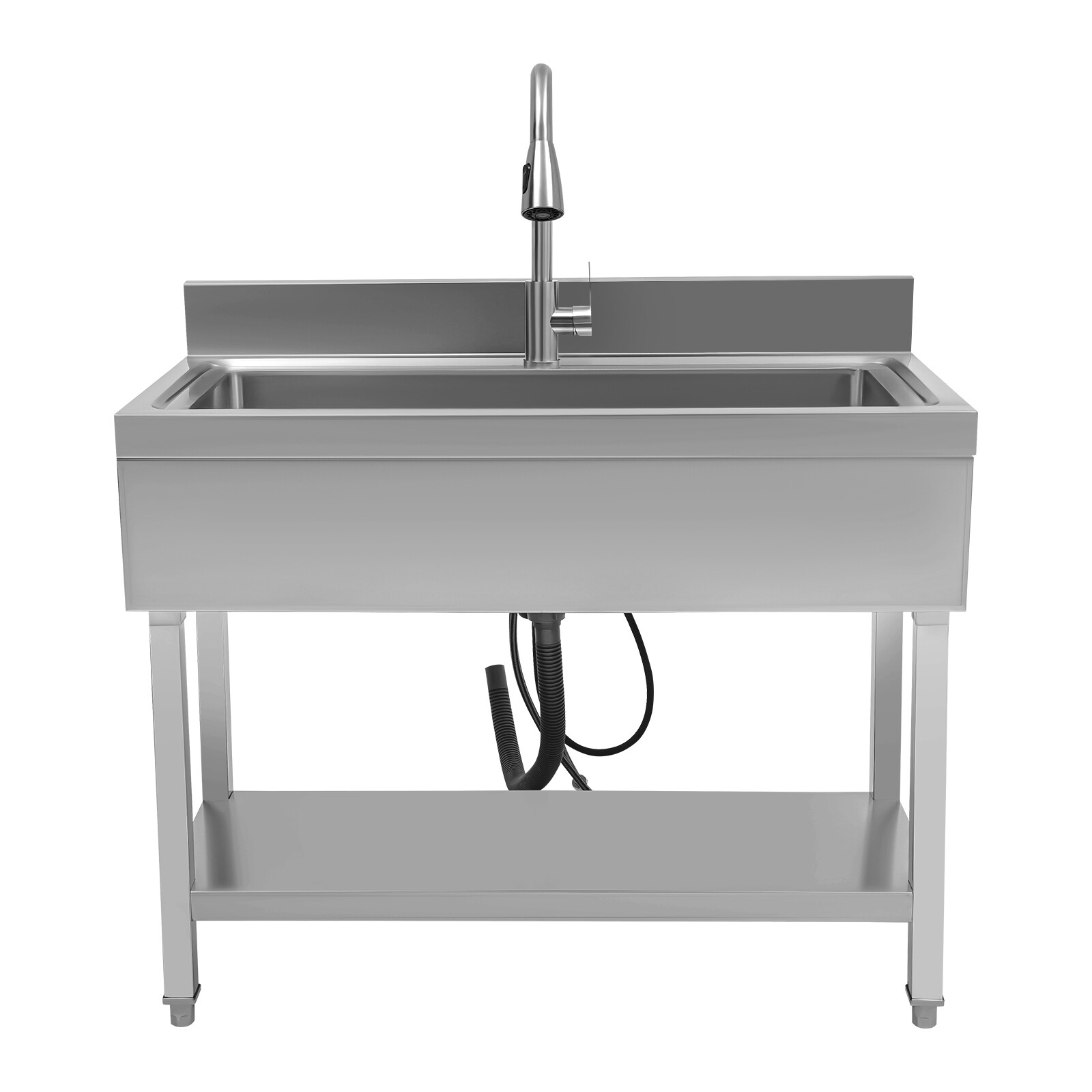 Stainless Steel Utility Sink with Faucet - Large Capacity & Adjustable Feet