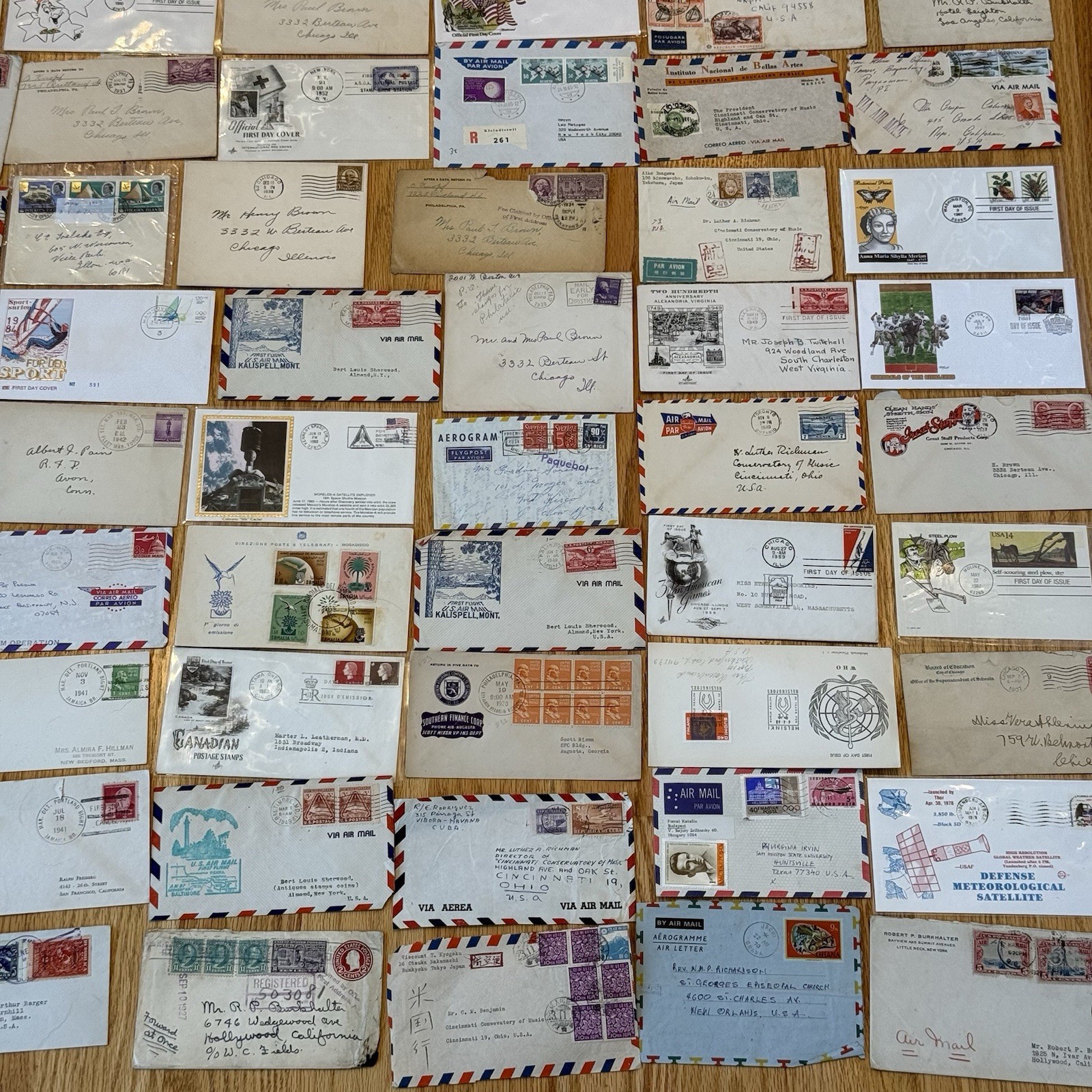 100 Early Postal Covers Random Pull 1890-1960 FDC Airmail Estate Lot