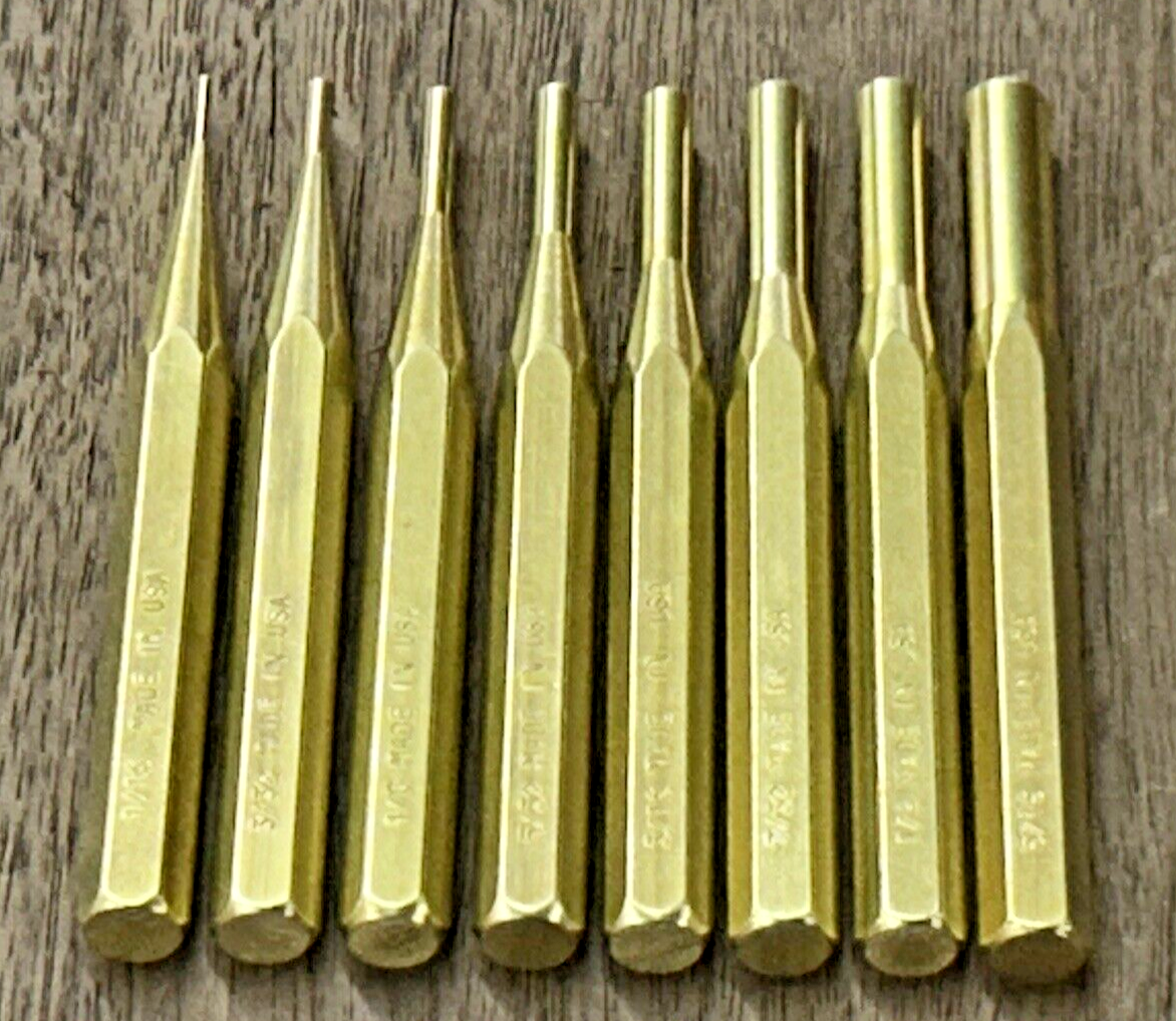 Precision Brass Drive Pin Punches MADE IN USA Hex Punch Set Drift Gunsmithing