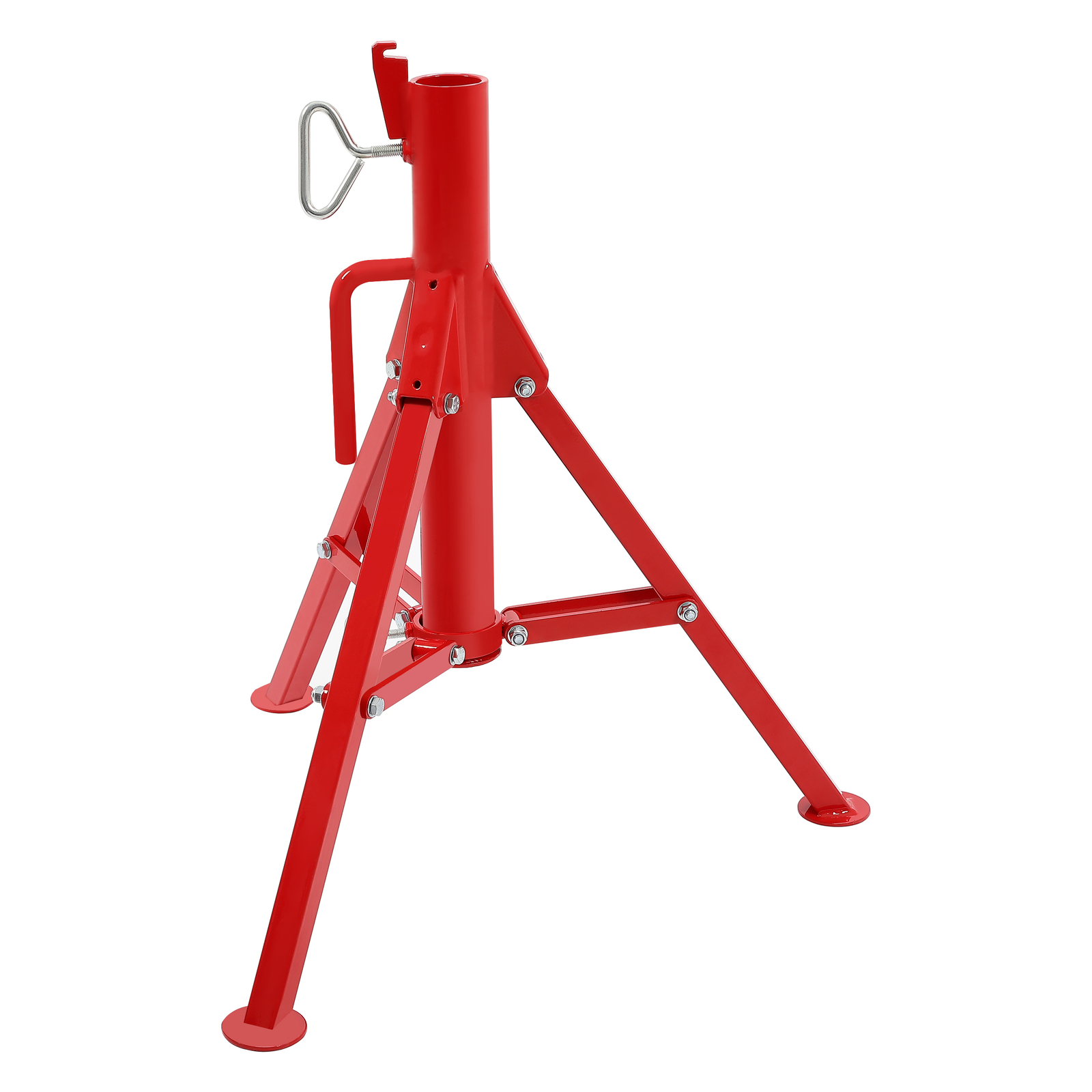 V-Head Pipe Stand Folding Tripod Jack 28"-52" Height 12" Pipe 2500LB Steel Red