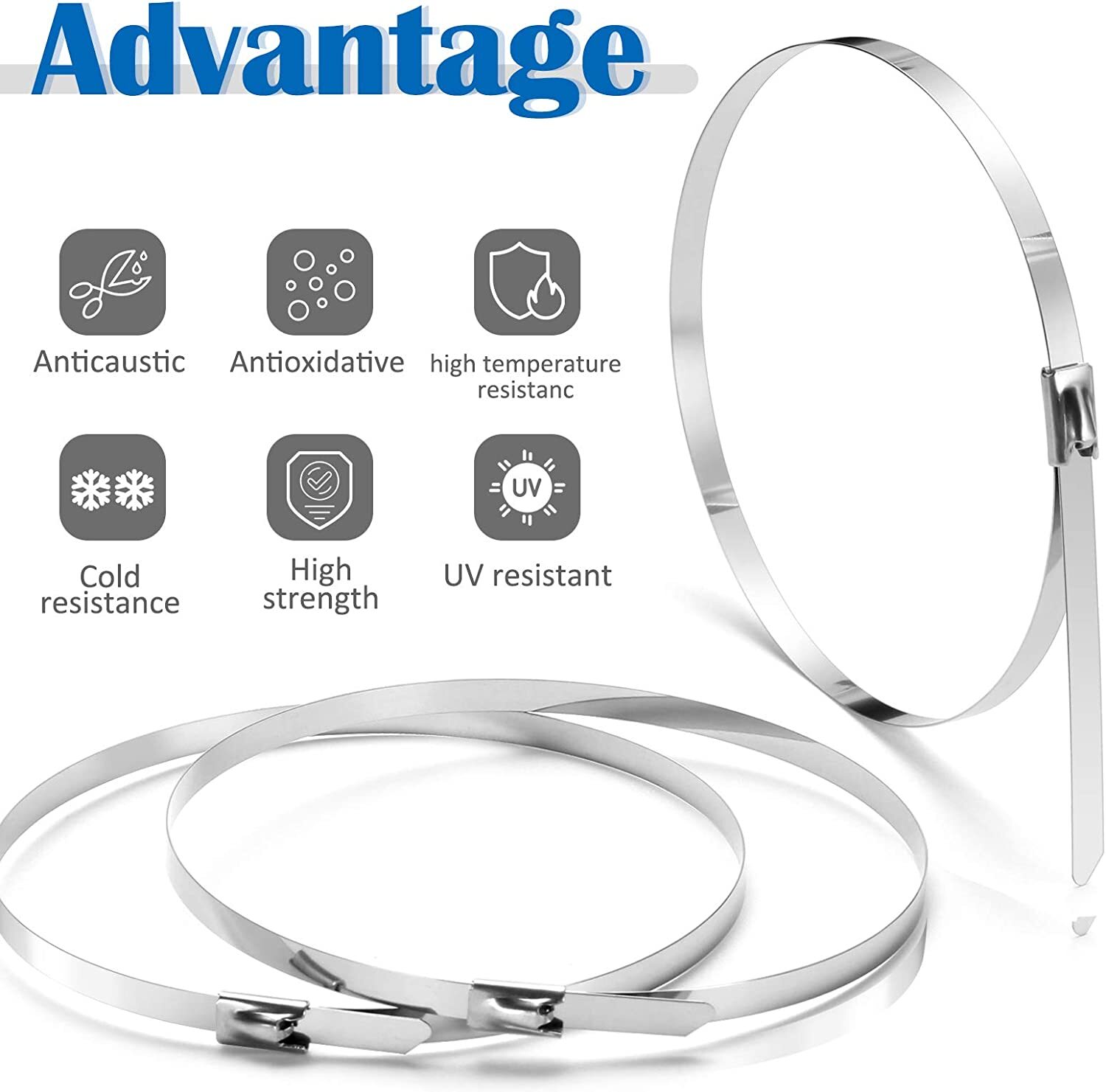 100-200Pcs Metal Zip Ties Stainless Steel Heavy Duty Self-Locking Cable Ties US