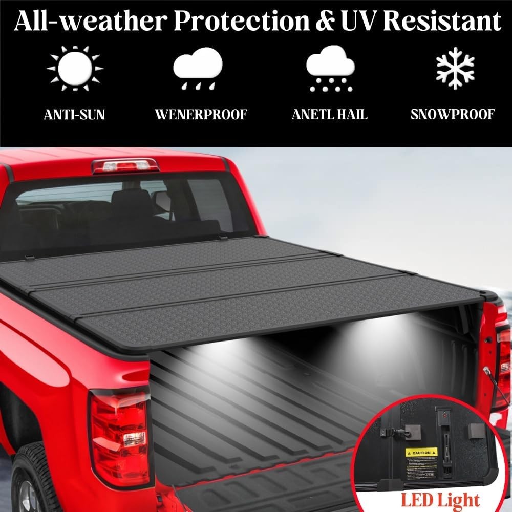 4.6FT 3-Fold Hard Tonneau Cover w/ Light for Ford Maverick 2022-2025 Truck Bed