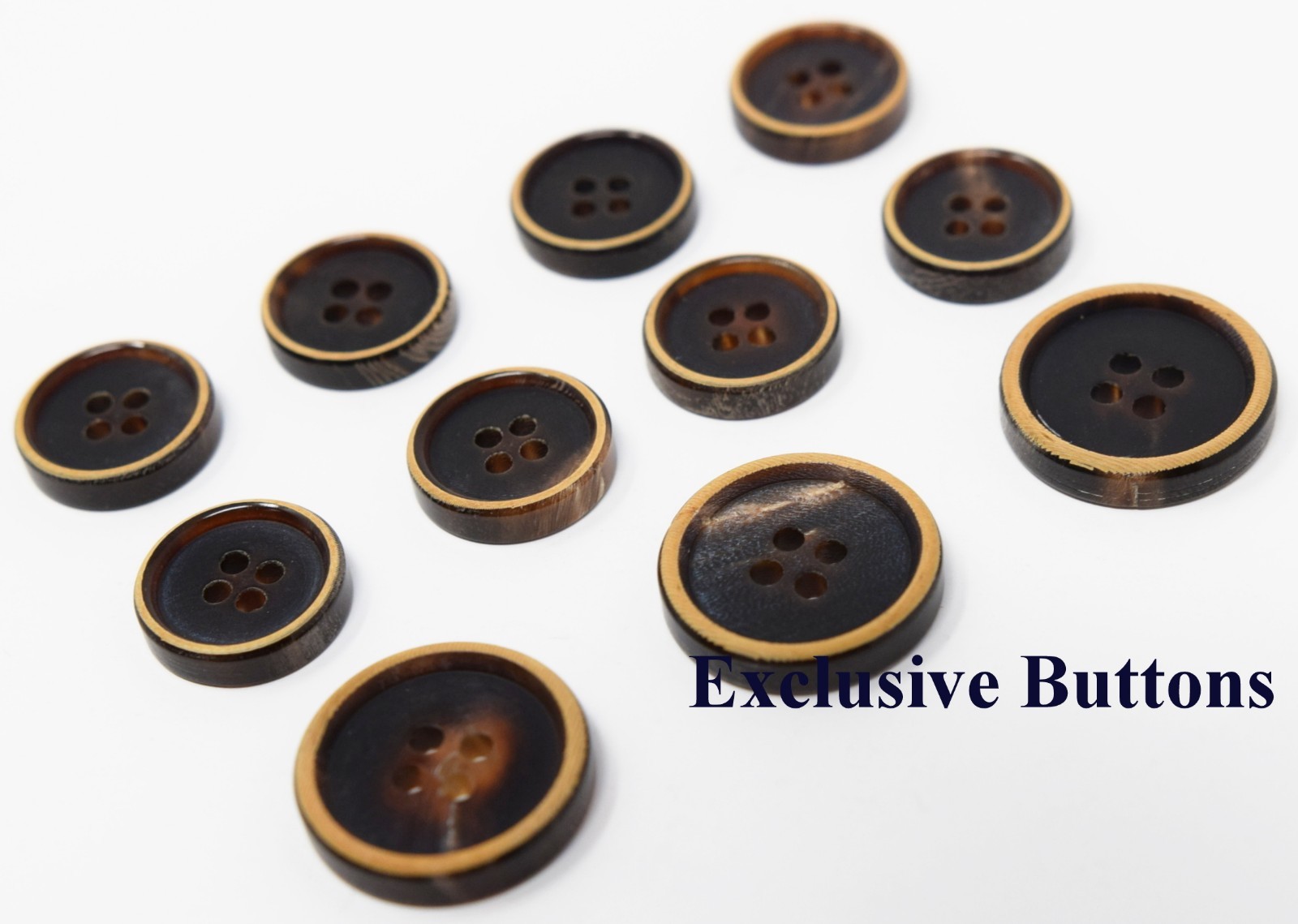 Genuine Horn Buttons Set - Dark Brown Burned Edge