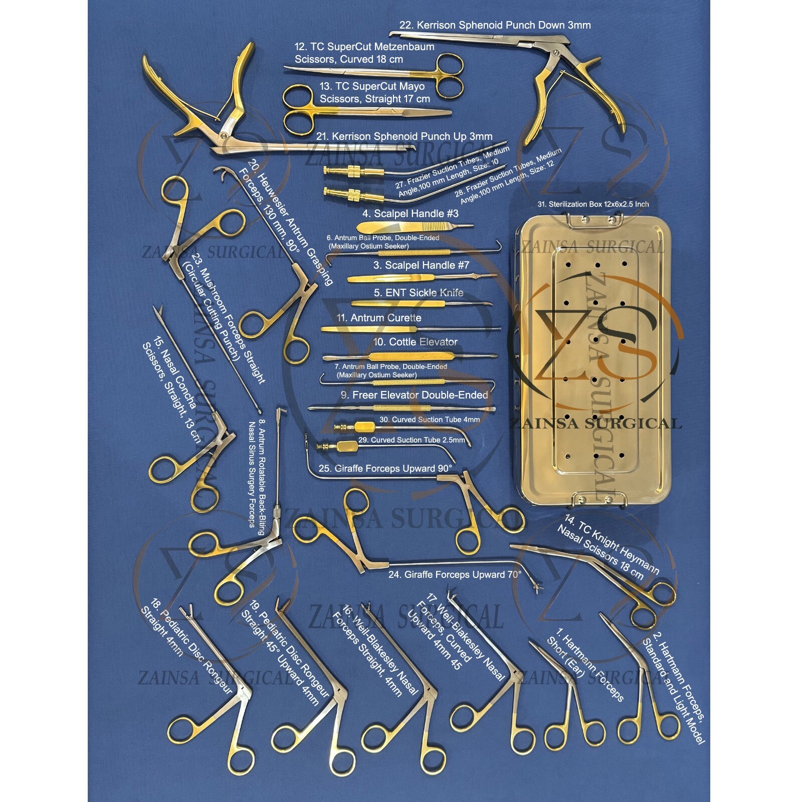 Fess Instruments Set Endoscopic Sinus Surgery A+ German Steel ENT Instruments Se