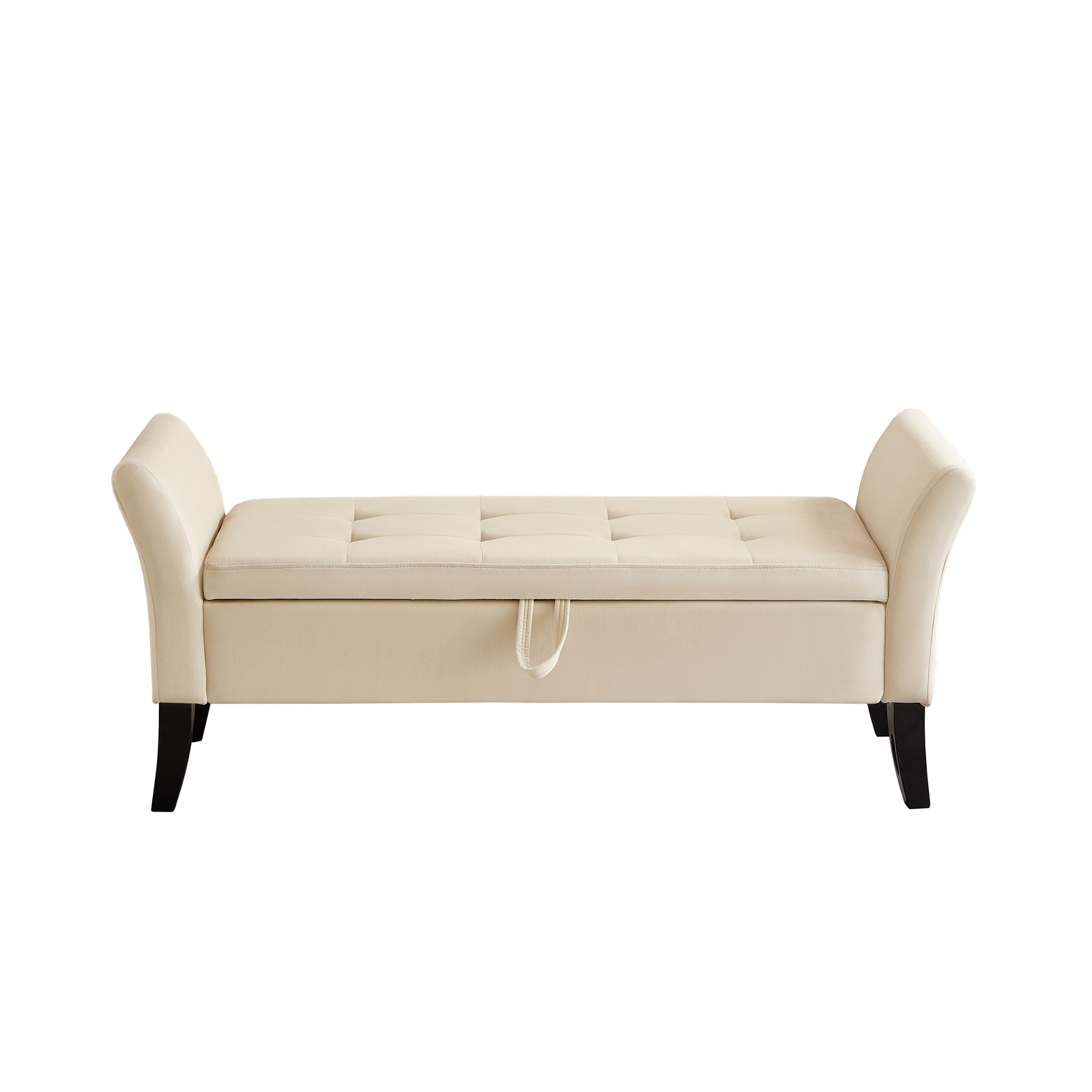 52" Storage Bench Upholstered Ottoman Bench with Arms Velvet Button-Tufted Bench