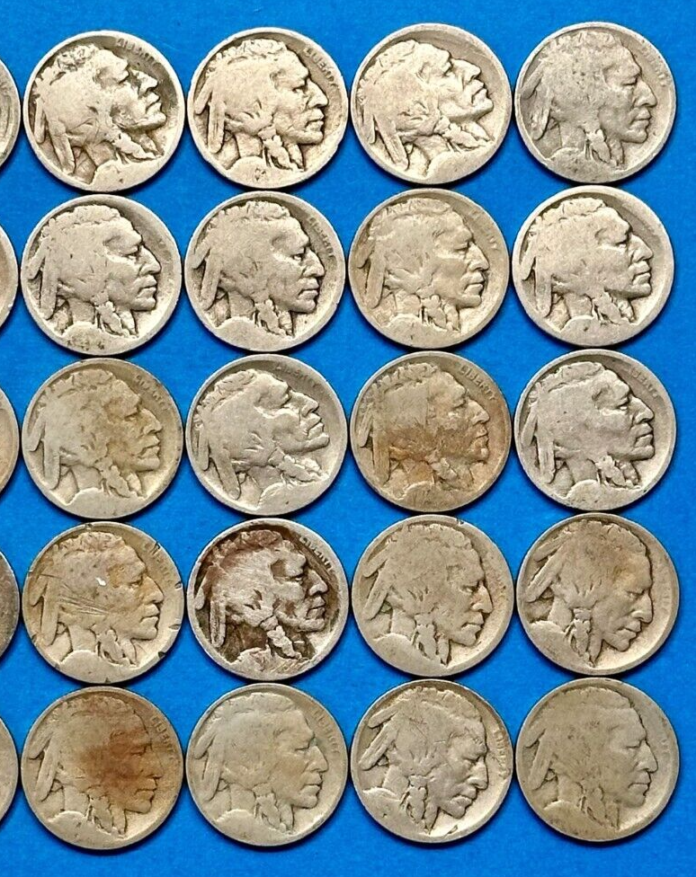 Estate Sale ~ Buffalo Nickels Lot of 40 DATELESS Coins ~ Buffalo Nickels Roll