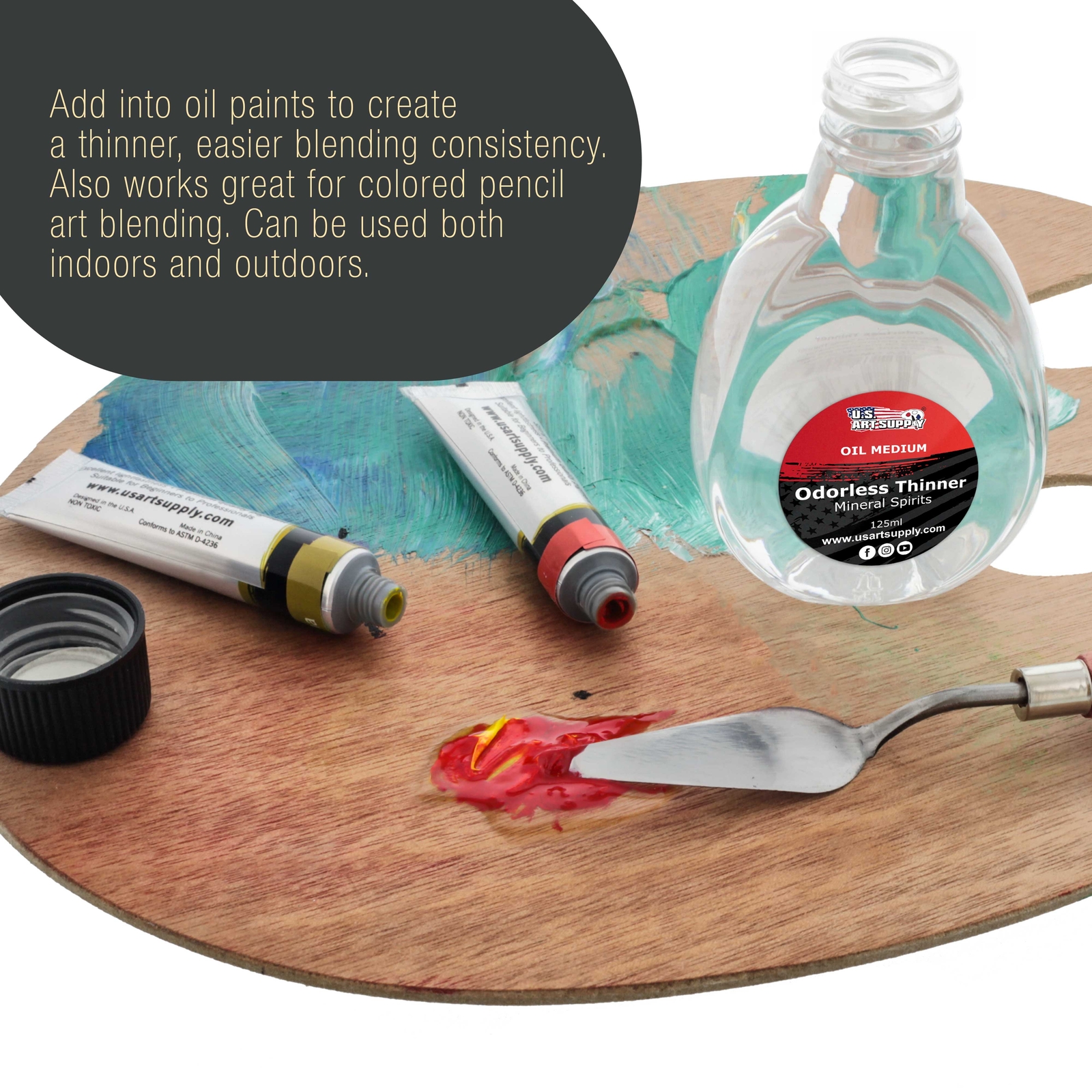 U.S. Art Supply Odorless Mineral Spirits Thinner, 125ml