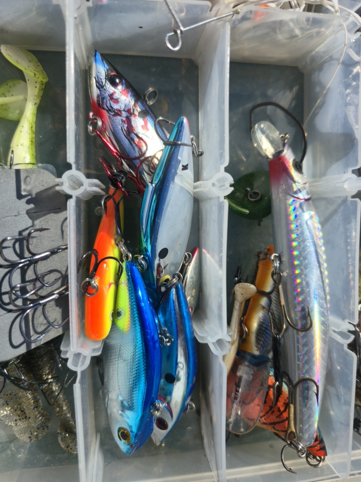 Fishing Tackle Lot Rapala Crankbaits, Worms, Hooks, New & Used Some New Vintage