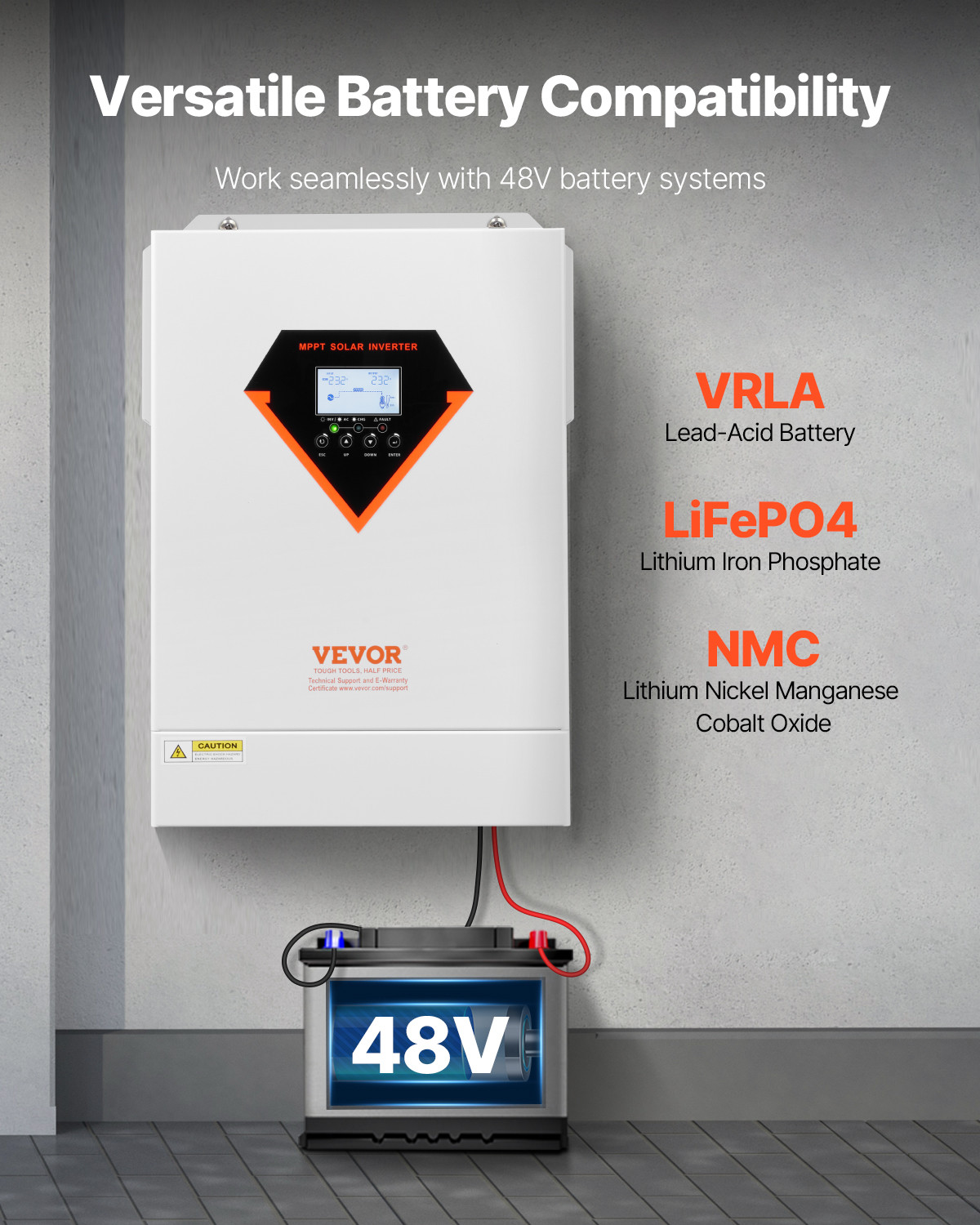 VEVOR Hybrid Solar Inverter Charger 6000W 220/230V Built-in 120A MPPT Controller