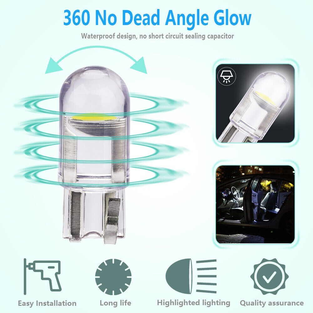 20x LED License Plate Interior Light Bulb Super White T10 194 168 W5W 2825 6000K