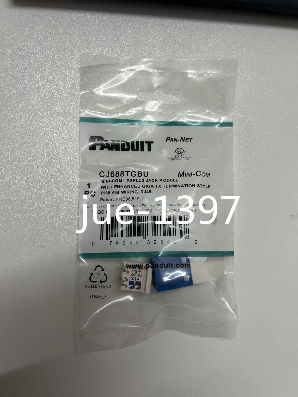 Panduit Giga TX Cat6 jack blue CJ688TGBU BOX OF 50. Free shipping！