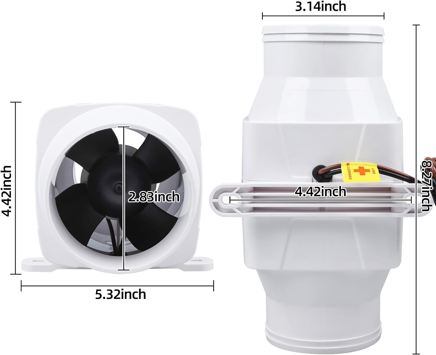 12V 3 inch Electric in-Line Marine Bilge Air Blower Fan 130CFM