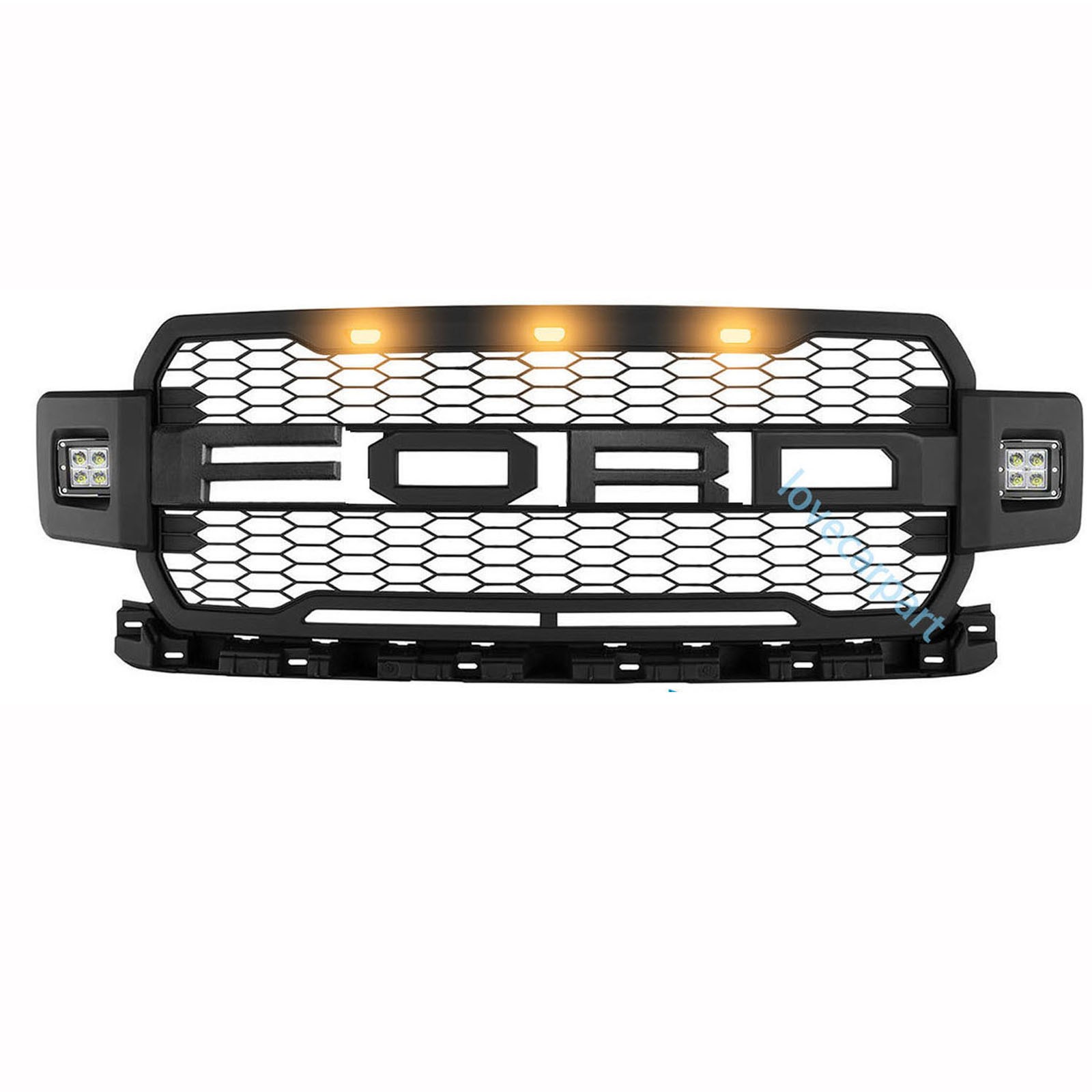 For Ford F150 Grill 2018 2019 2020 Raptor Style Front Grille W/LED Matte Black