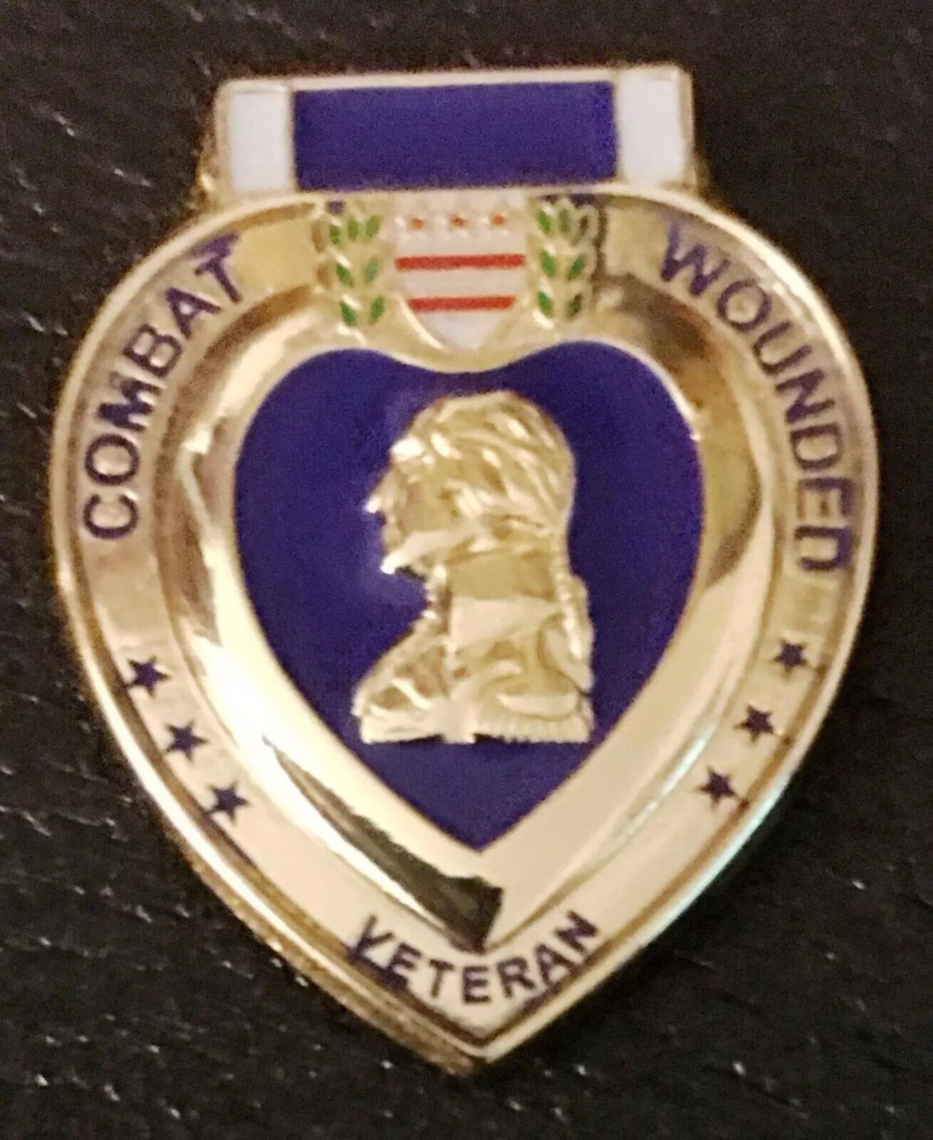COMBAT WOUNDED VETERAN PURPLE HEART HAT LAPEL PIN ARMY MARINES NAVY AIR FORCE