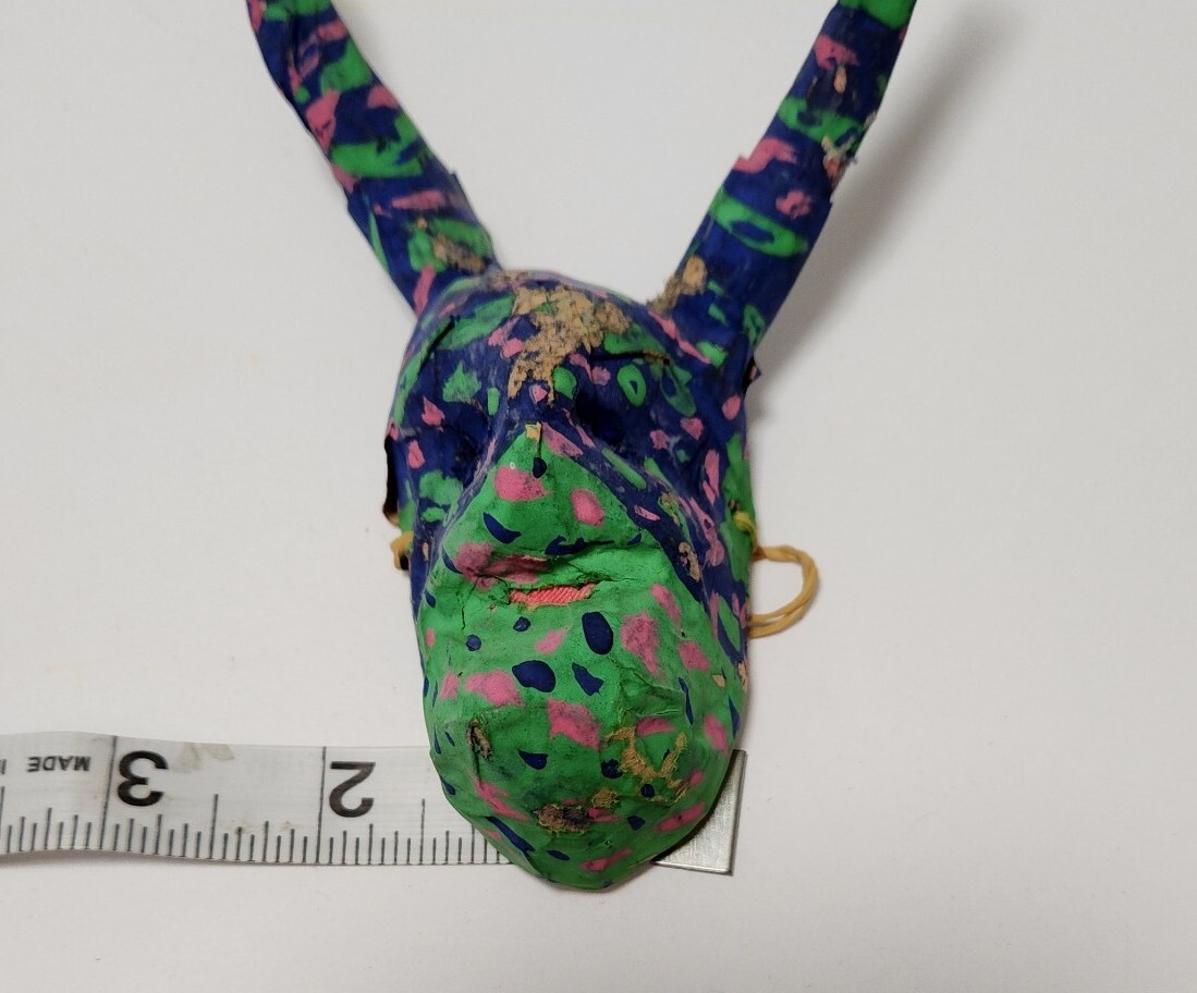 Vintage Artist Made Hand Made Paper Mache Mask Mexico Folk Art