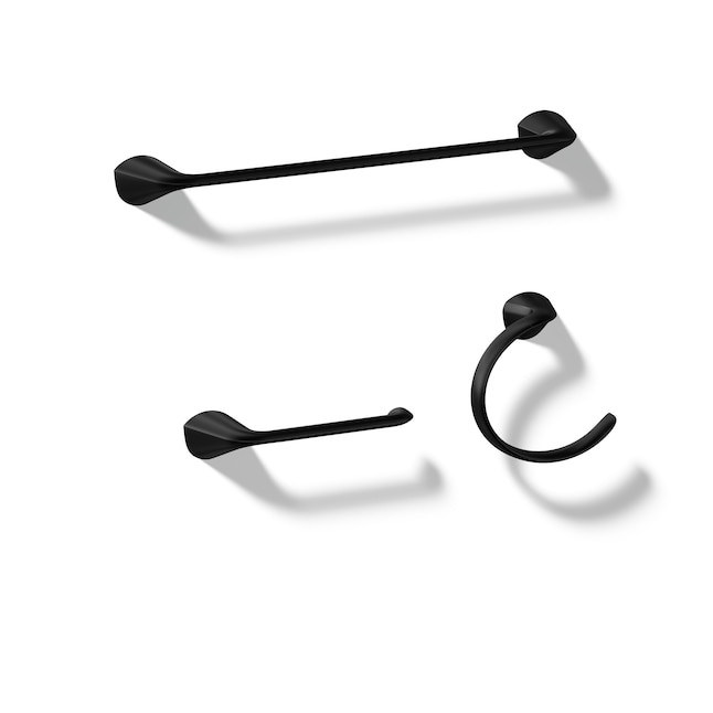 KOHLER 3-Piece Avail Matte Black Decorative Bathroom Hardware Set