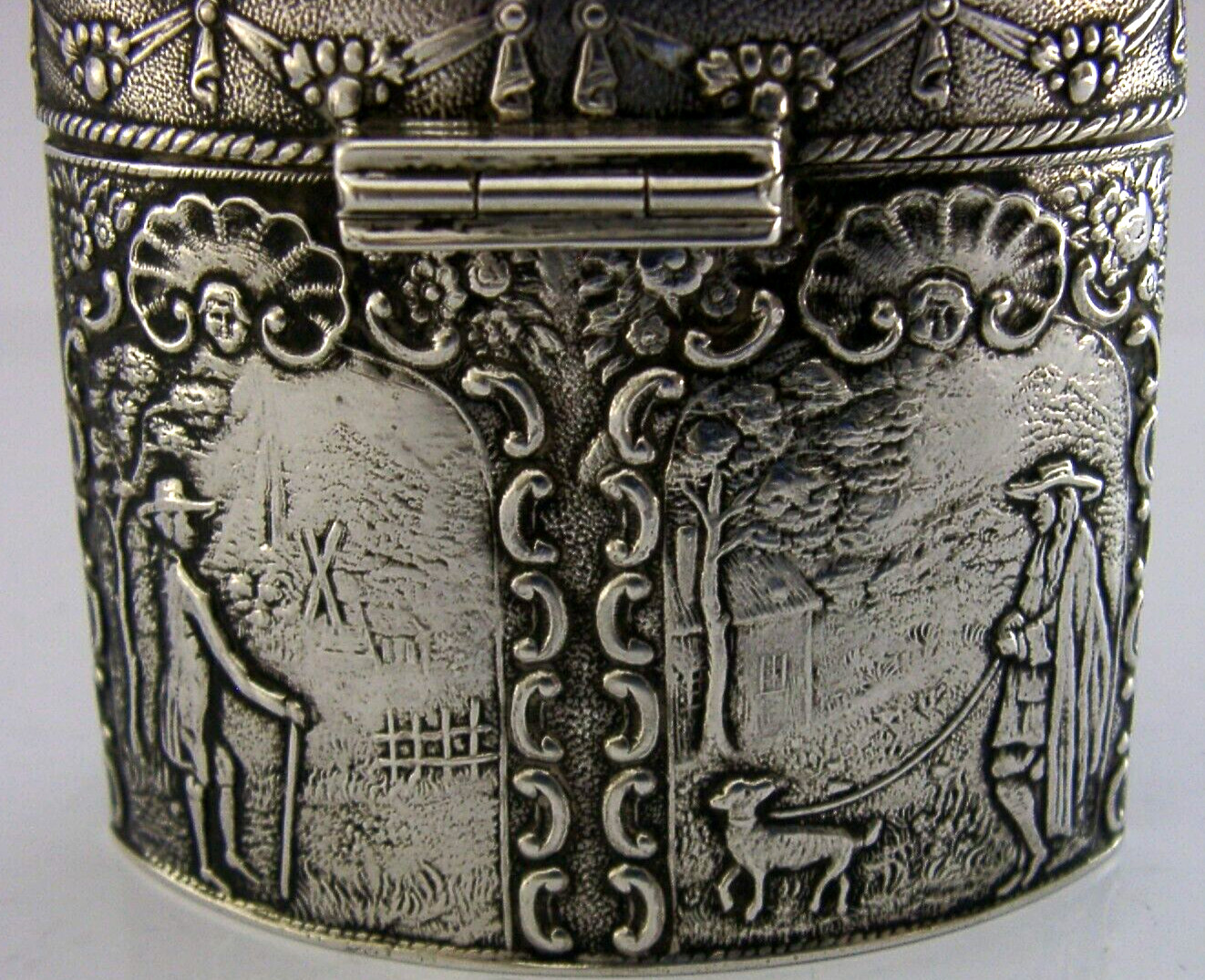 SUPERB HANAU DUTCH SOLID STERLING SILVER TEA CADDY CANISTER BOX 1903 ANTIQUE 82g