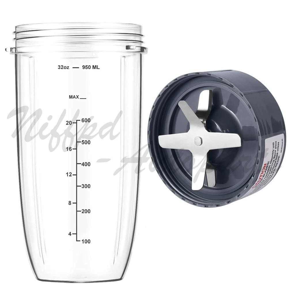 32 oz Cup and Extractor Blade for NutriBullet 600W 900W NB-101B NB-101S NB-201