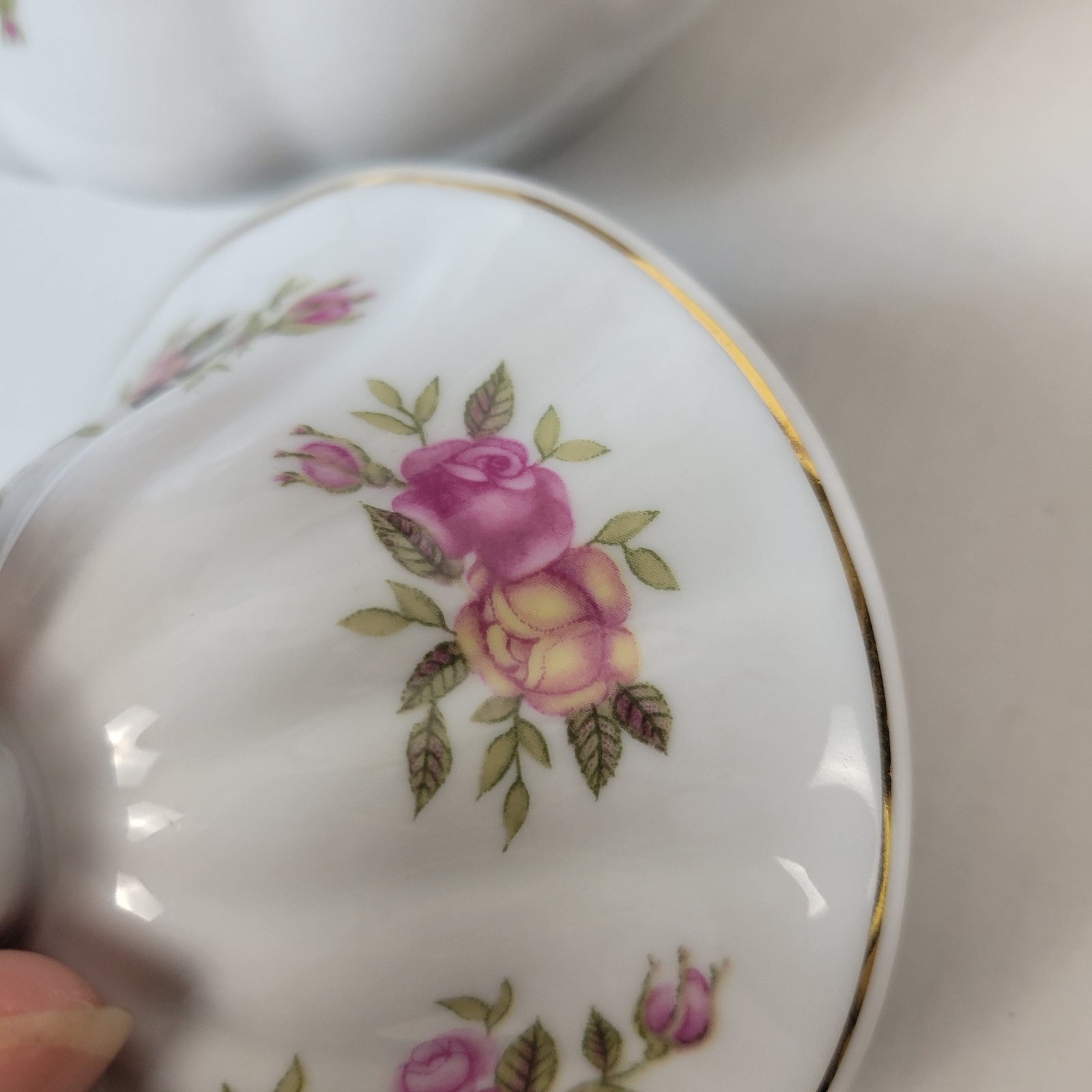 Crystal Clear Porcelain Teapot Pink Roses Gold Trim Poland Floral Tea Pot