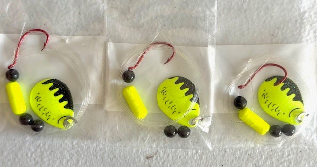 SUZIES SPINNERS-Walleye Crawler Harness 30 Pack 1 Hook Floater #3 Colorado Blade