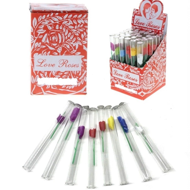 Love Roses Glass Tubes 36pcs = 4 Box Wholesale Price 144Pcs Total