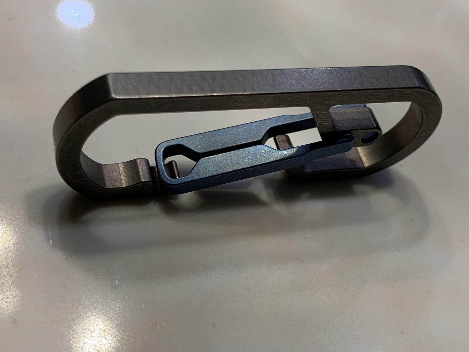 Titanium Carabiner Snap Spring Hook Clip, EDC Keychain, Key Ring, Blue Anodized