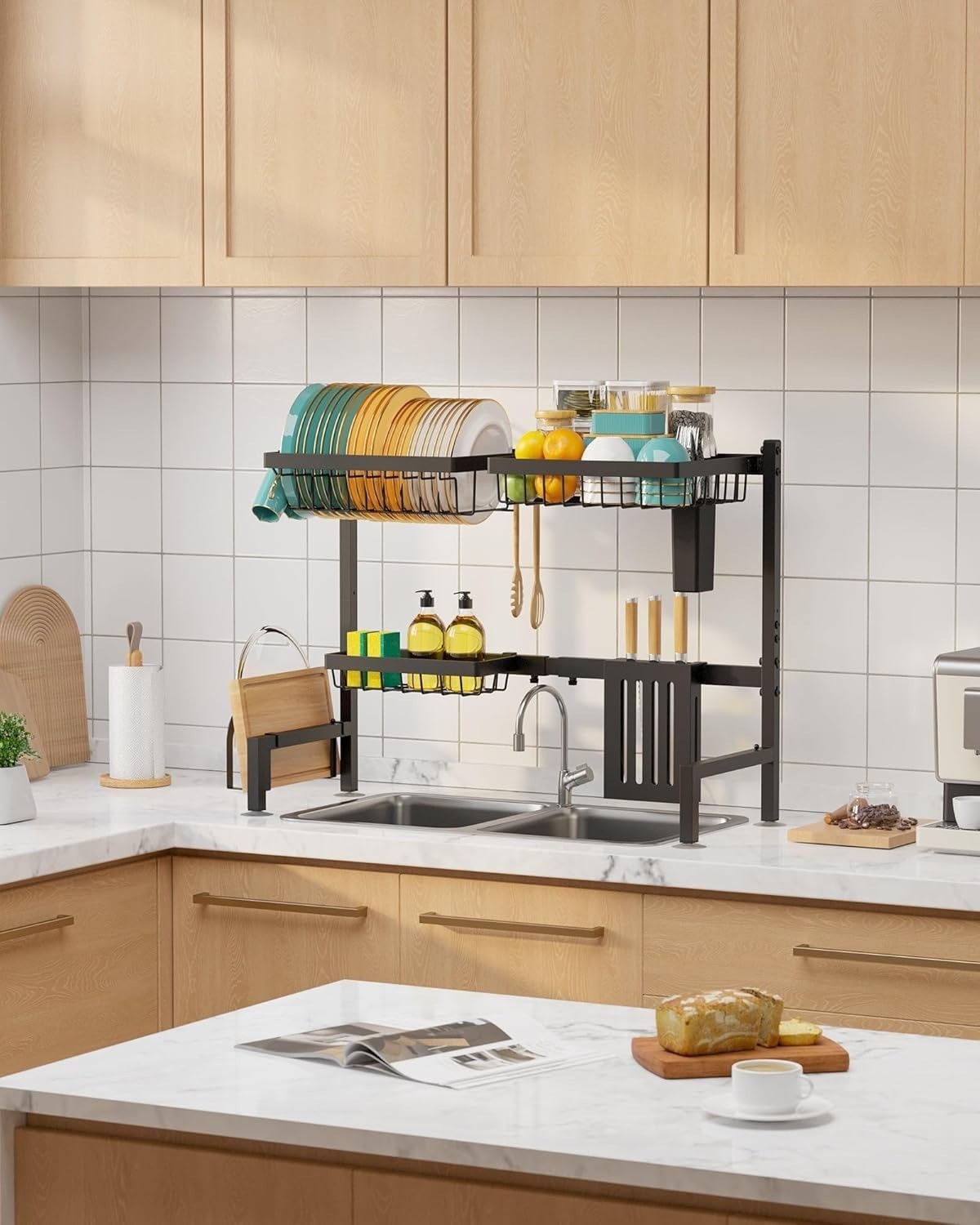 Escurridor De Platos Trastes De Acero Inoxidable Ajustable Para Sobre Fregadero