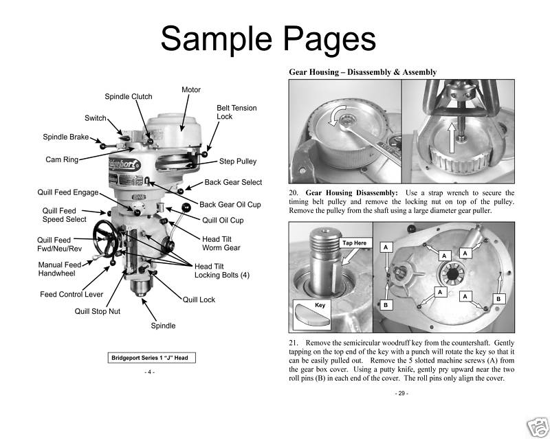 Rebuild Manual for 1hp Bridgeport "J Head" Mill