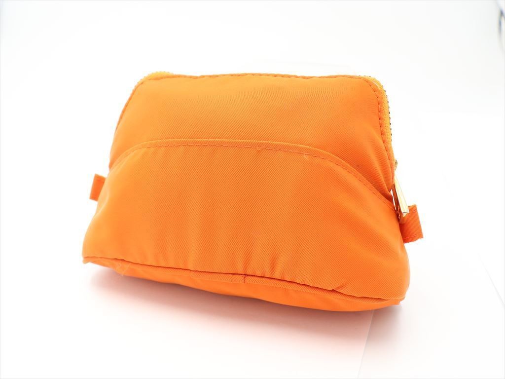 Celine Ring Logo Nylon Small Pouch Coin Case Orange Used Rare Color