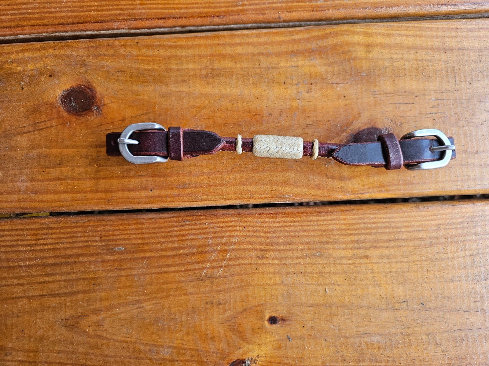 New 1/2" Round Latigo Leather Curbs with Rawhide and buckle Ends