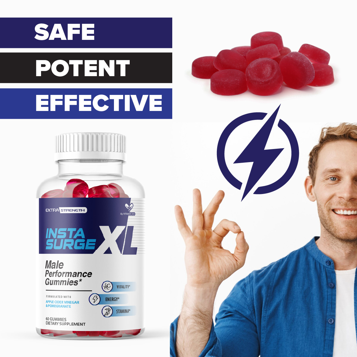 Insta Surge XL Male Performance Gummies Men Advanced InstaSurgeXL (60 Gummies)
