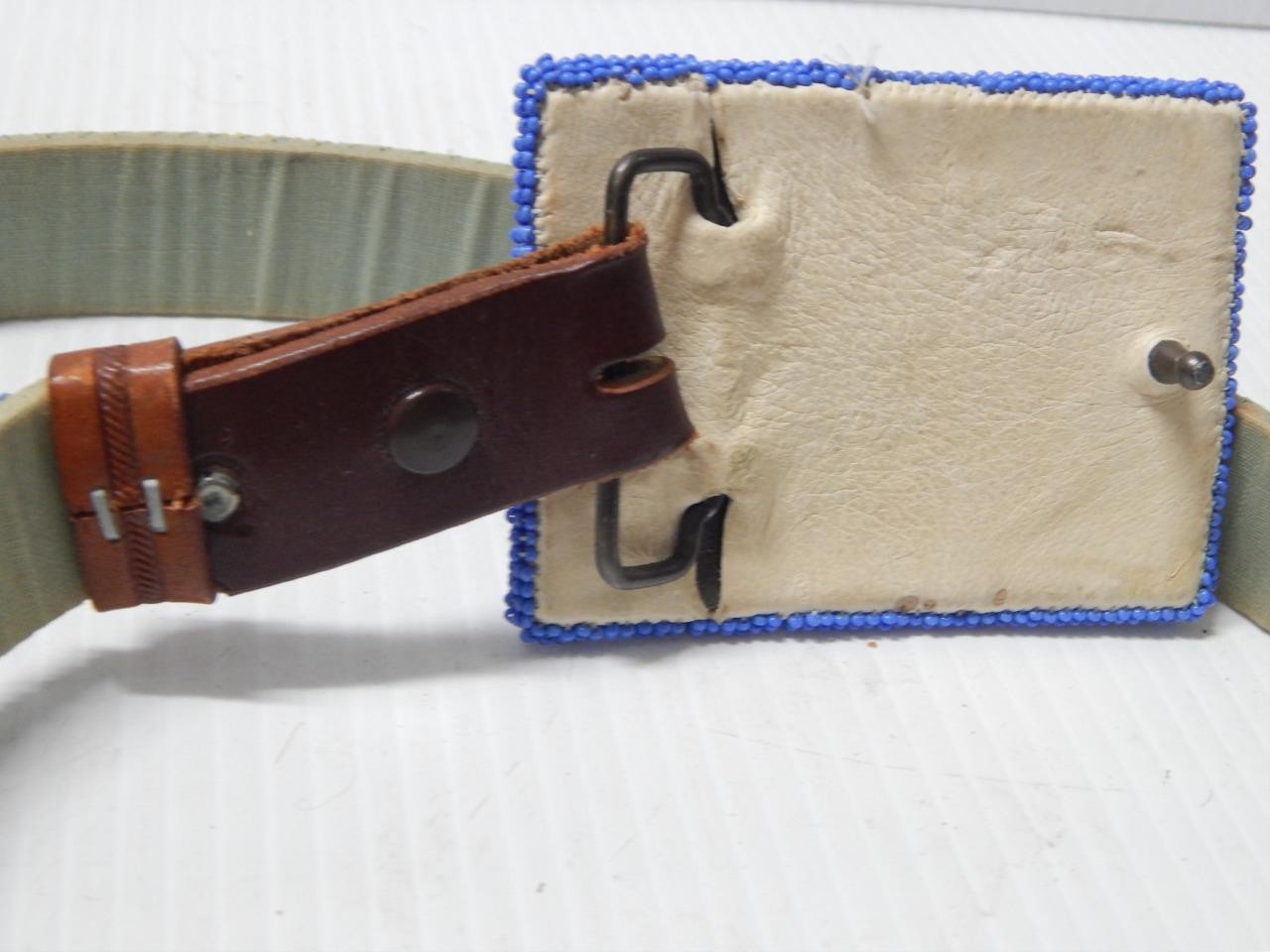 VINTAGE MONTANA NO. CHEYENNE PLAINS INDIAN PICTORIAL BEADED BELT + BUCKLE -MINT!