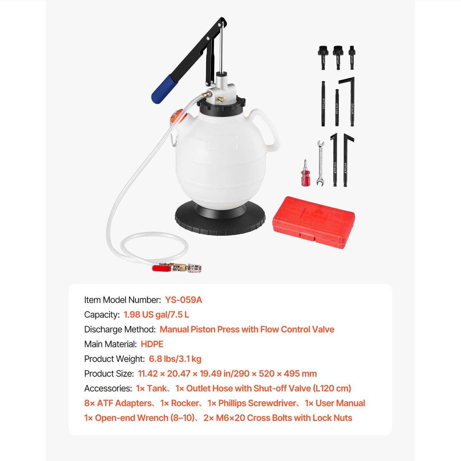Uimoso Manual Transmission Fluid Pump 1.98 Gal ATF Refill Kit for Fluid Transfer