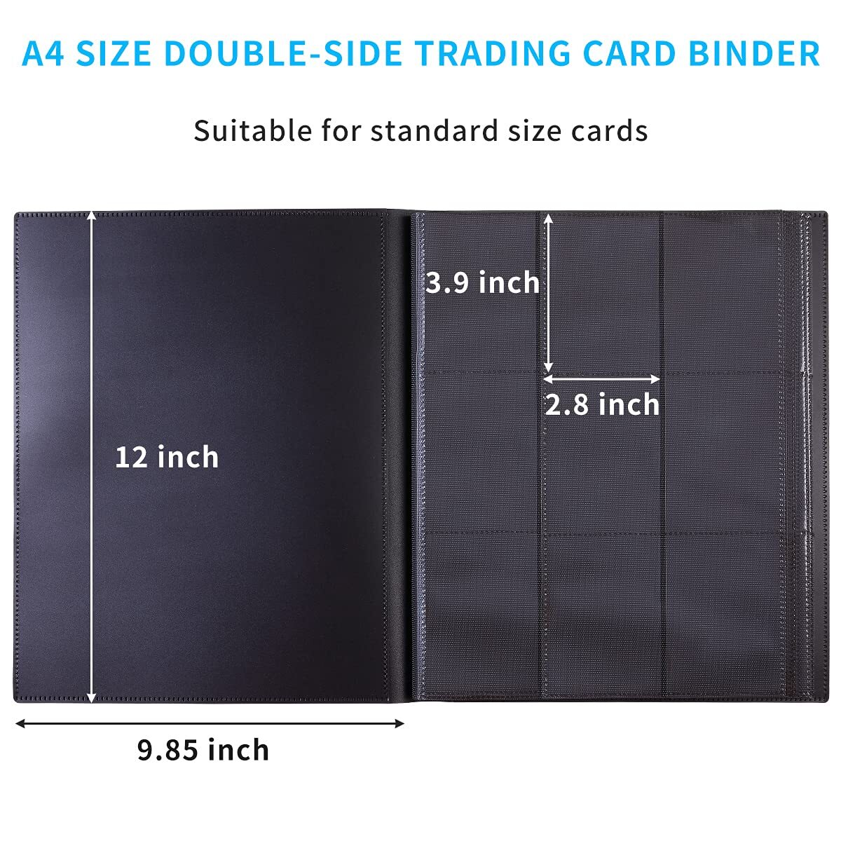 360 Card Pocket Binder with Elastic 9 Pocket Trading Cards Album Folder, Black