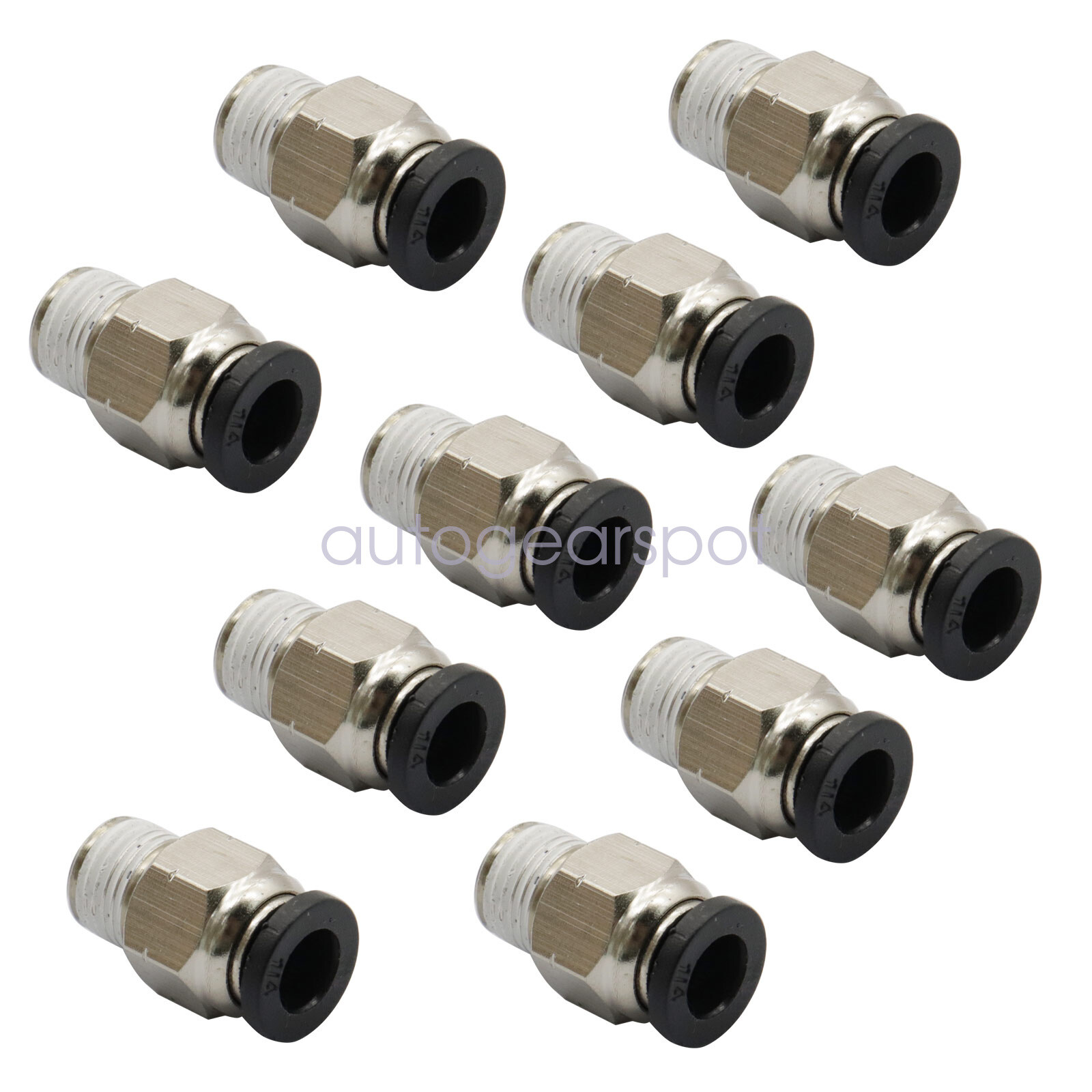 1/4" OD Tube X 1/8" NPT Pneumatic Fitting, Push to Connect Air Fitting (Qty 10)