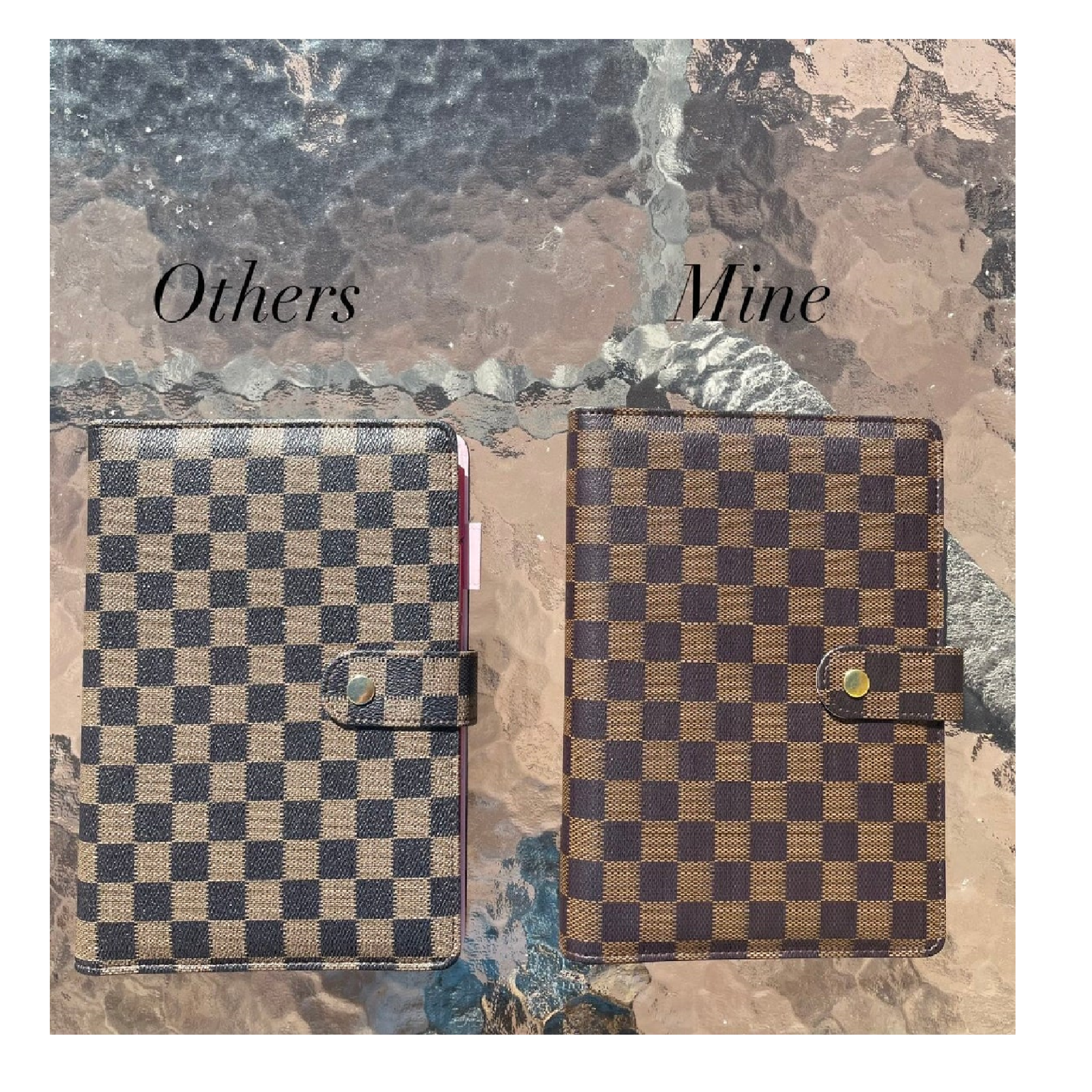 💗 Luxury Checkered A6 Agenda Binder Planner Journal Notepad Gift Brown