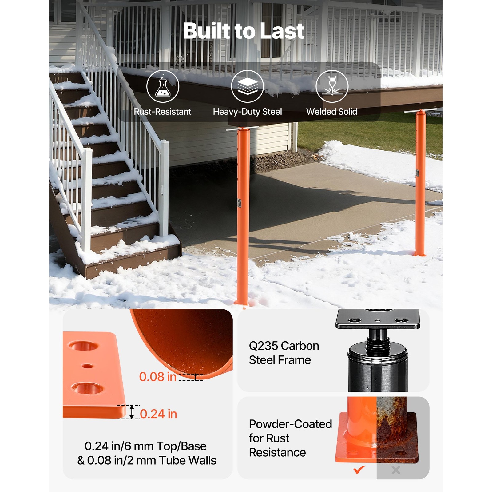 Uimoso Adjustable Floor Jack Posts for Leveling, 2PCS, Height Range 54-150 in