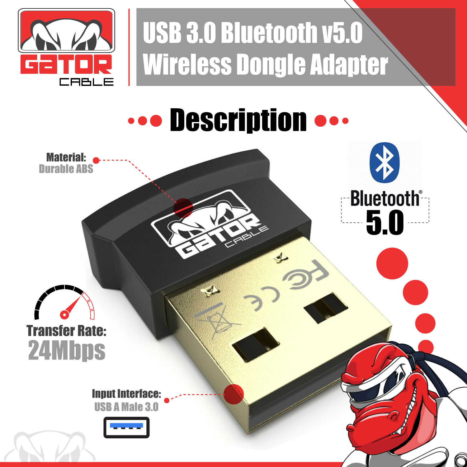 USB 3.0 Bluetooth 5.0 Adapter Dongle Receiver Wireless Audio Music TV PC MAC