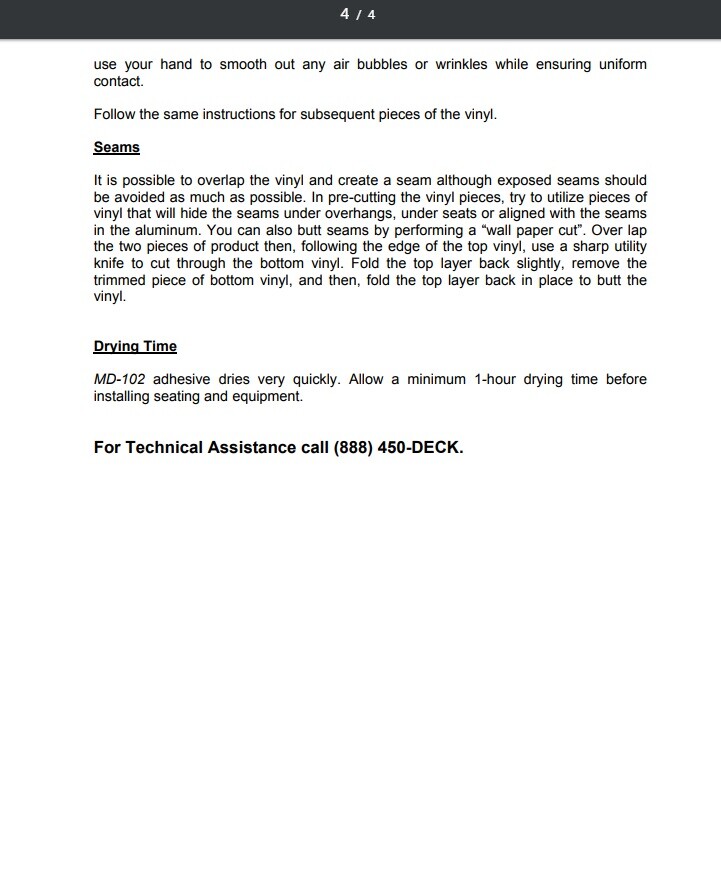 MariDeck Vinyl Flooring - Boat / Marine / Outdoor / Pontoon - 8.5' - 34 mil