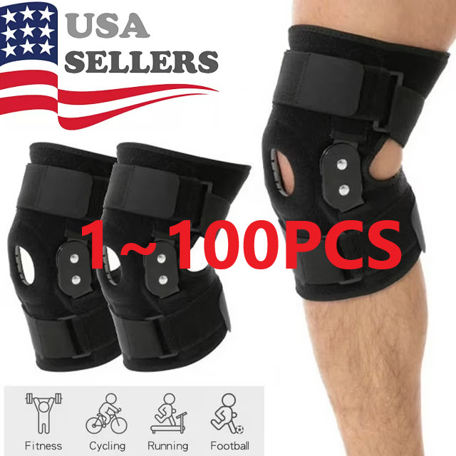 Hinged Knee Brace Compression Sleeve Joint Support Open Patella Stabilizer Wrap