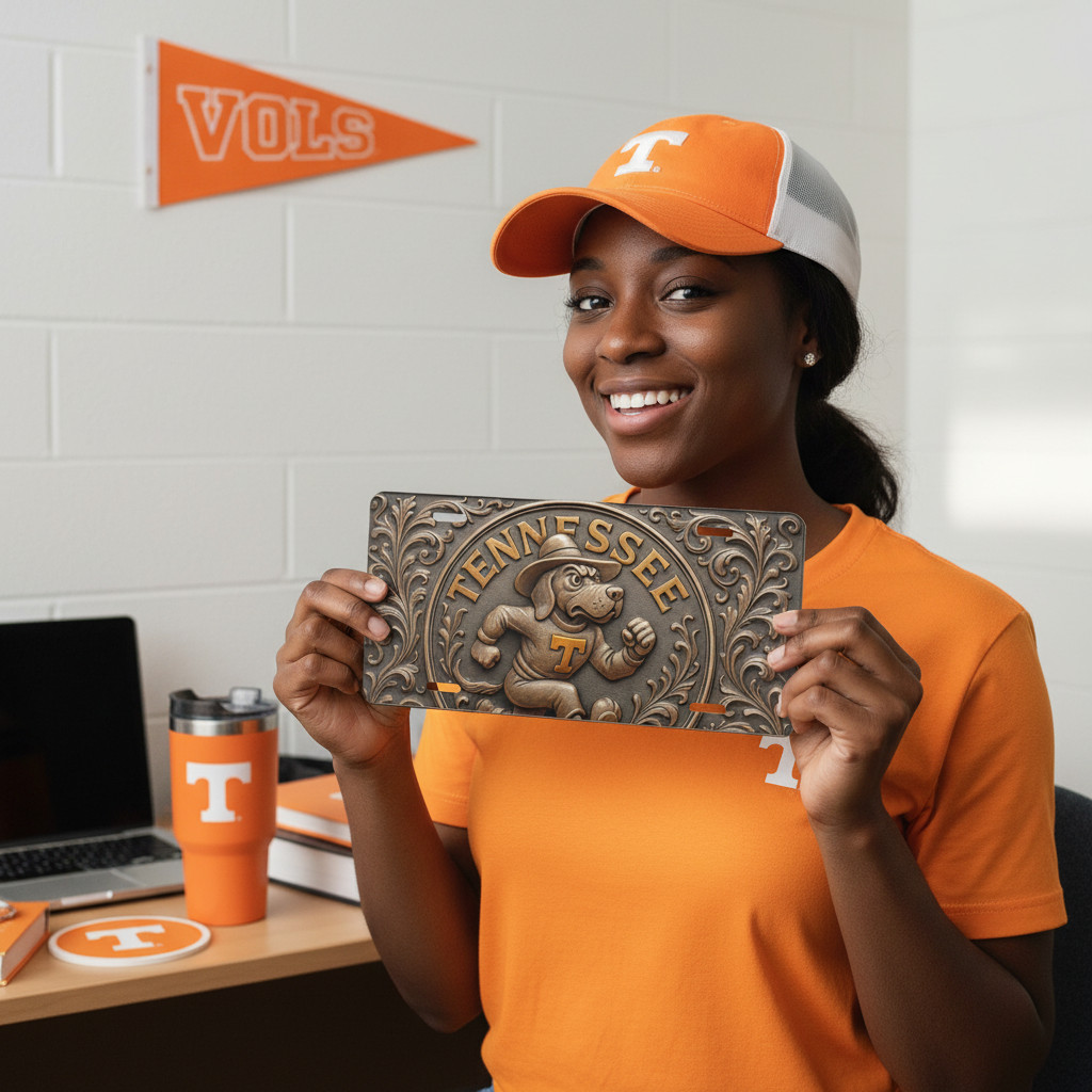 Tennessee Vols 12"x6" License Plate | Vintage Smokey Flat Surface Car Tag | Flat