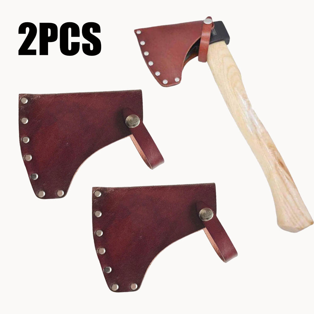 2Pcs Leather Axe Holder Hatchet Lanyard Blade Sheath Head Cover Xmas Gift USA