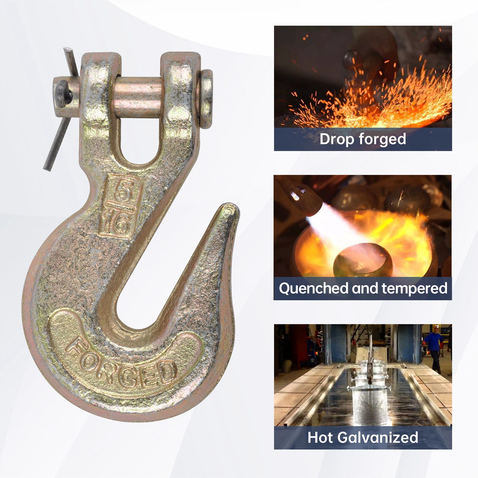 4 Pack G70 5/16" Clevis Grab Hooks Tow Chain Hook Flatbed Truck Trailer Tie Down