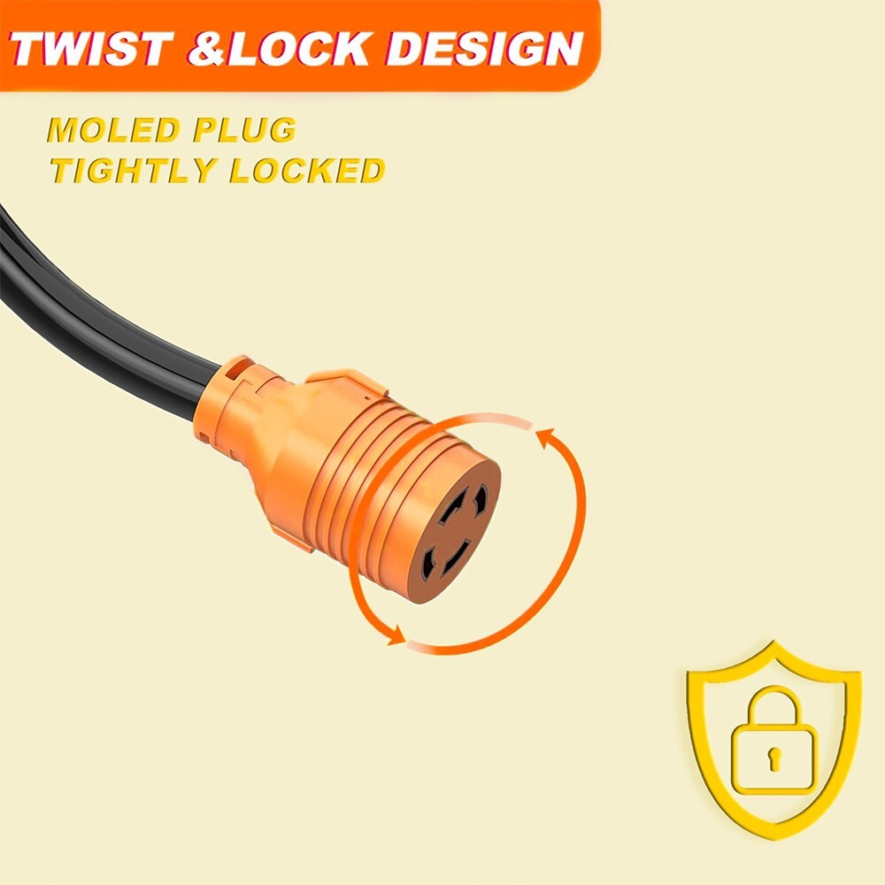 30A Generator Adapter Cord NEMA TT-30P Male to L14-30R Female 3 Prong to 4 Prong