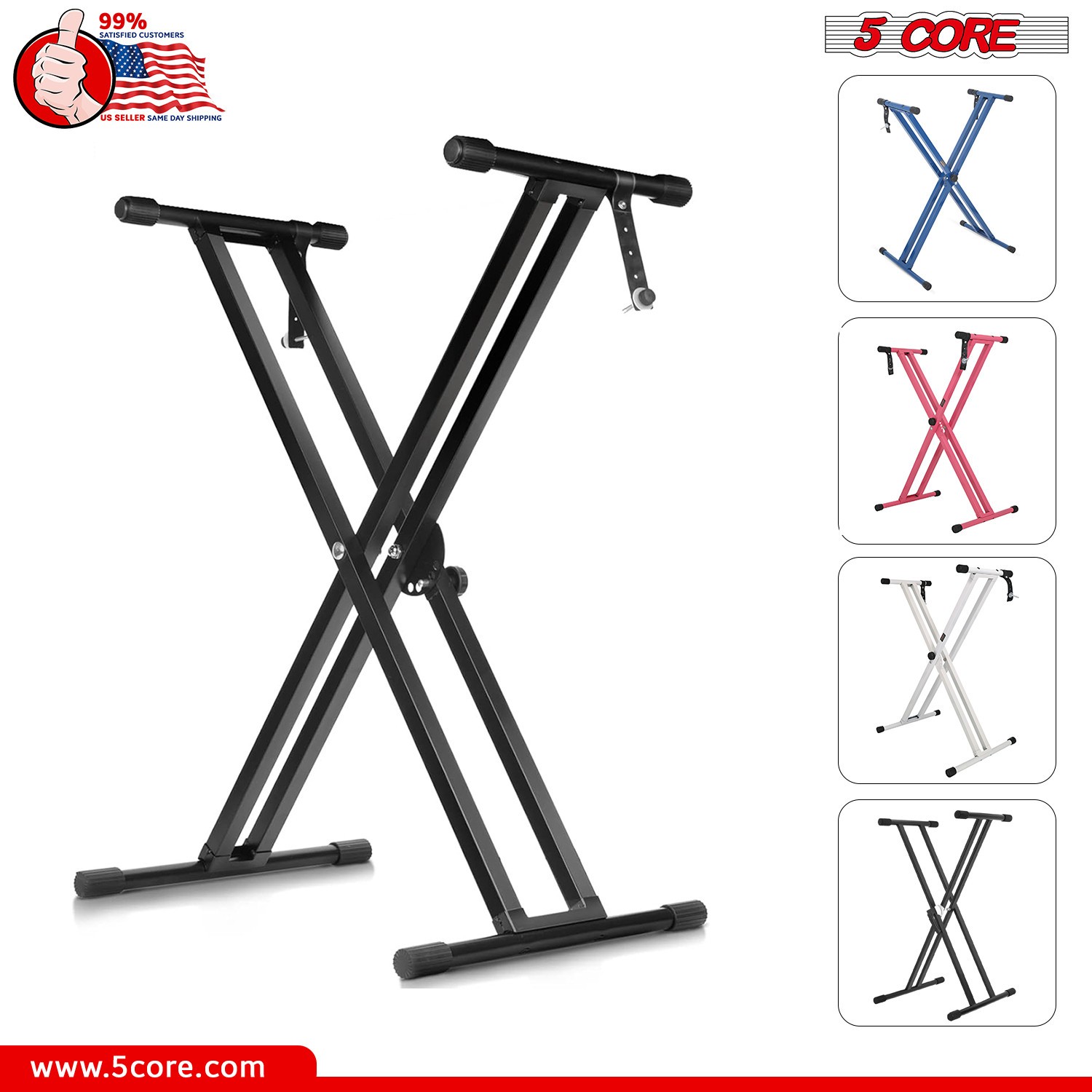 5 Core Keyboard Stand Dual X Shape Adjustable Foldable Key Board Pianos Stands