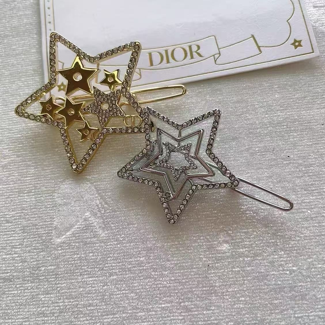 Christian Dior Novelty 2025 Holiday Hair Clips 2pieces Logo Silver Gold Unopened