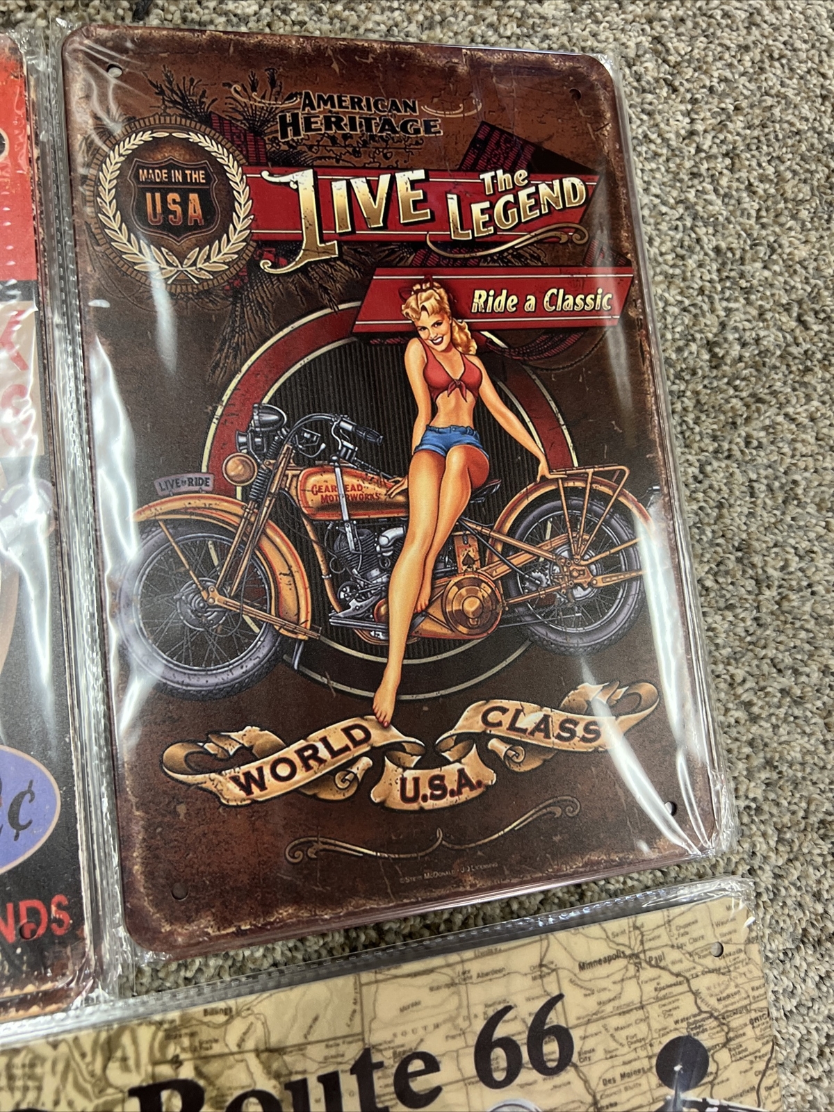 wall Sign decor tin metal plates set of 13 motorcycle Harley Davidson Indian New