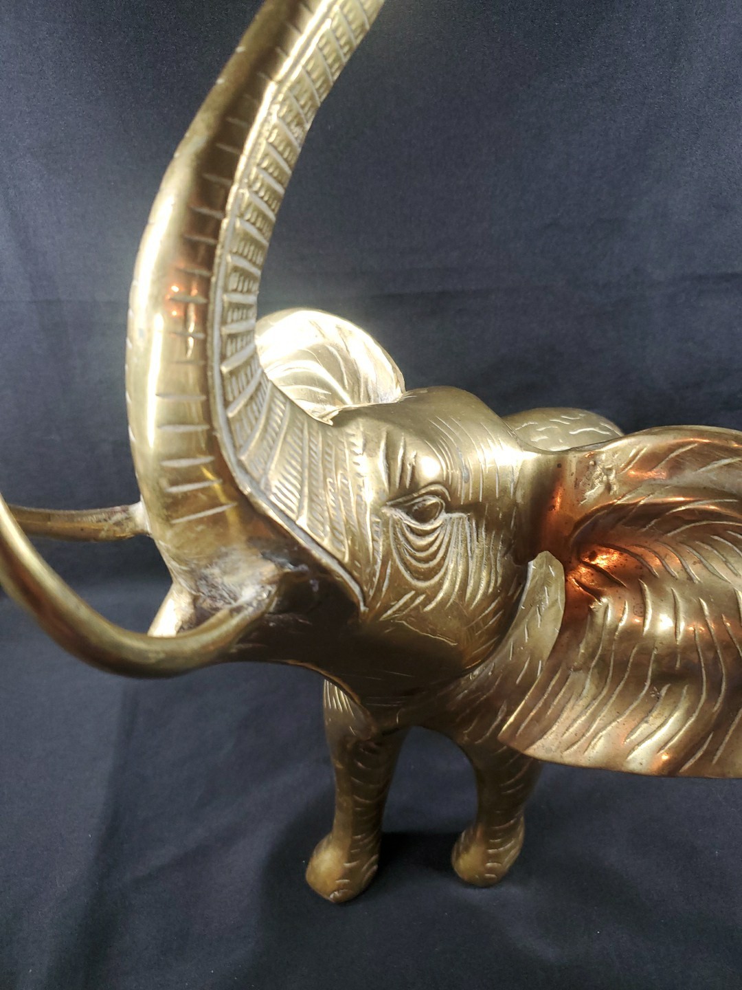 MCM Mid Century Brass Huge Elephant Statue Figurine 21' Over 9 Pounds XL Size *