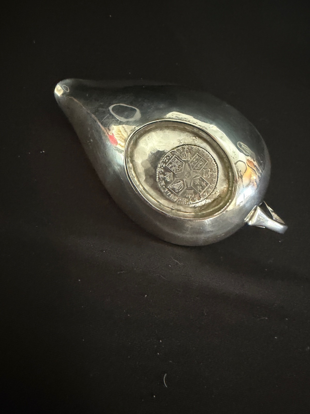 1832 London Sterling Pap Boat with 1787 Shilling in Bottom Jonathan Hayne